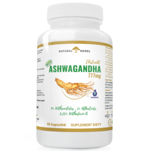 ASHWAGANDHA ŻEŃ-SZEŃ INDYJSKI 777mg 9% WITANOLIDÓW PRODUKT WEGE 90 kapsułek