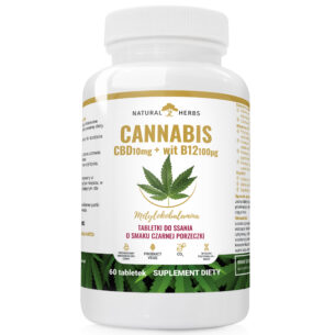 CBD 10mg + WITAMINA B12 100µg METYLOKOMBALOMINA 60 tabletek do ssania PRODUKT WEGE