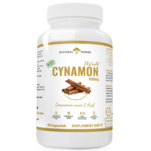 CYNAMON Cejloński Ekstarkt 600mg Cukier Glukoza 90 kapsułek