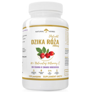 DZIKA RÓŻA 70% NATURALNA WITAMINA C DO SSANIA O SMAKU HIBISKUSA PRODUKT WEGE120 pastylek