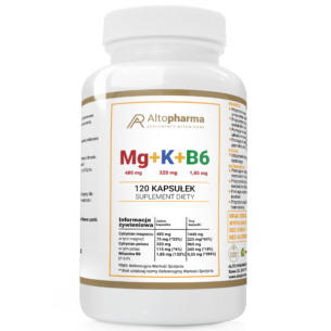 Magnez Potas Witamina B6 SKURCZ CYTRYNIAN SERCE ZDROWIE Mg + K + B6 120 kapsułek