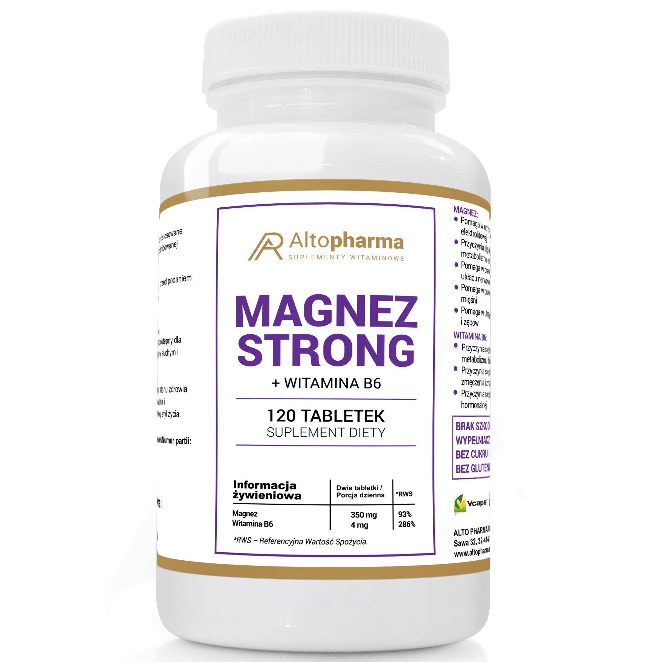 MAGNEZ STRONG + WITAMINA B6 PRODUKT WEGE 120 tabletek