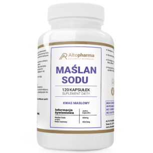 Maślan Sodu 585mg TRAWIENIE ZDROWE JELITA SERCE KWAS MASŁOWY 120 kapsułek