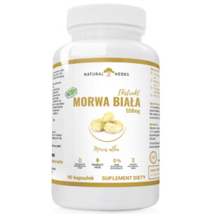MORWA BIAŁA Ekstrakt 550mg 10:1 Niski cukier 90 kapsułek