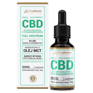 OLEJ KONOPNY CBD 5% 500mg FULL SPECTRUM + MCT CERTYFIKOWANY 10 ml