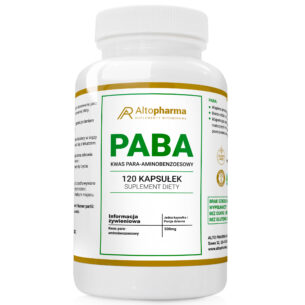 PABA Witamina B10 500mg Skóra Włosy Paznokcie WIECZNA MŁODOŚĆ Vege 120 kapsułek