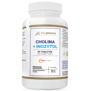 VitaCholine 300mg + Inozytol 300mg CHOLINA WZCMOCNIJ PAMIĘĆ WĄTROBA 90 tabletek