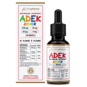 NATURALNA WITAMINA ADEK JUNIOR COMPLEX A, D3, E,K2 MK-7 KROPLE 30ml