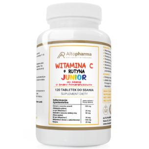 WITAMINA C + RUTYNA JUNIOR 200mg TABLETKI DO SSANIA O SMAKU POMARAŃCZOWYM PRODUKT WEGE 120 tabletek