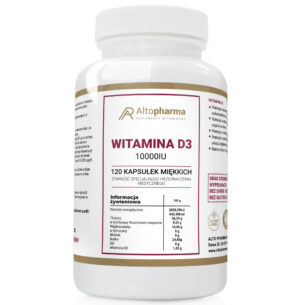 Witamina D3 10000IU Mocna Kości Zęby 120 kapsułek miękkich Softgel