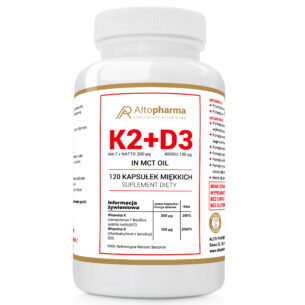WITAMINA K2 MK7 natto 200µg + D3 100µg 4000IU OLEJ KOKOSOWY in MCT 120 kapsułek miękkich (Softgel)